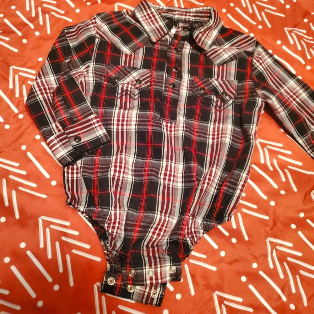 Sold 18 mo Plaid Wrangler Onesie
